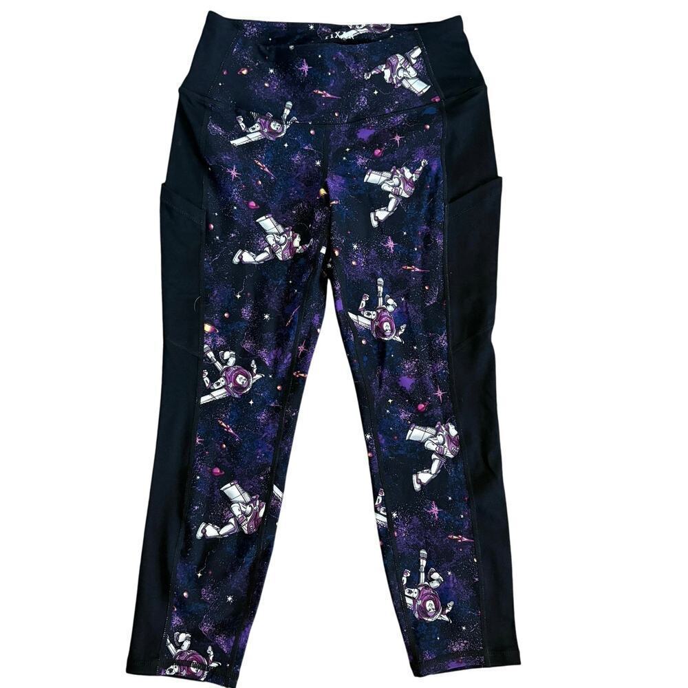 Disney Pixar Buzz Lightyear High Rise Galaxy Print Pocket Leggings Sz 00